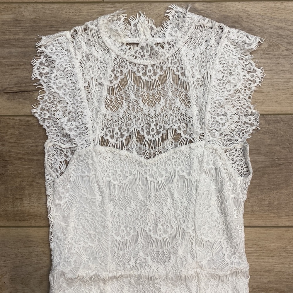 Free People | Day Dreamer | White Lace Mini Dress Bridal Shower Bachelorette - Picture 4 of 16